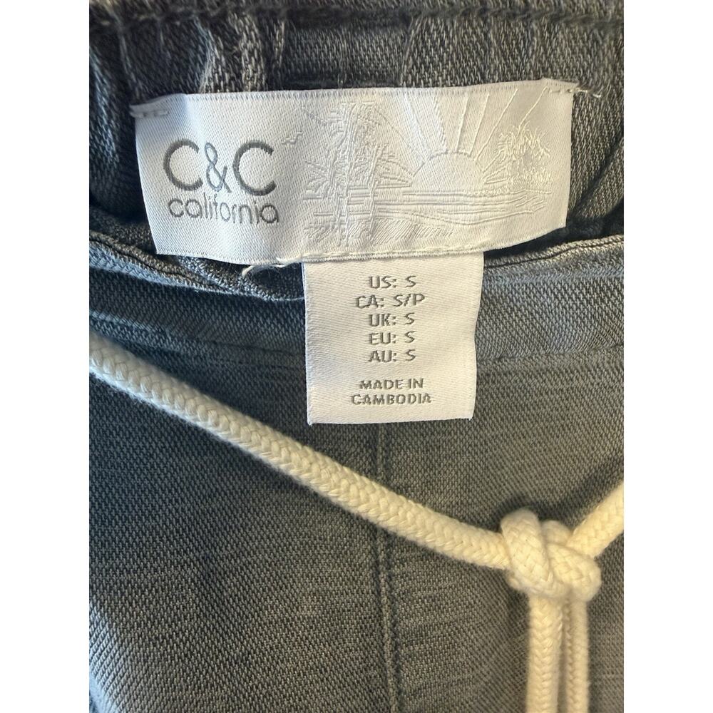 NWT C&C California Linen Blend Shorts Gray Rope Tie High Waisted Casual Size S - Picture 9 of 14